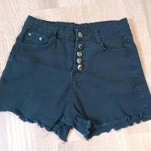 5 button black shorts